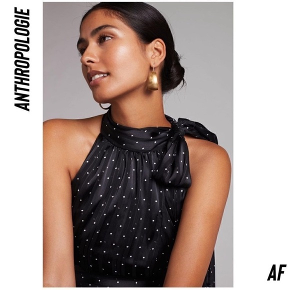 NWT Anthropologie Sachin + Babi Black Polka Dot Halter Midi lace detail Dress 12 - Picture 15 of 15